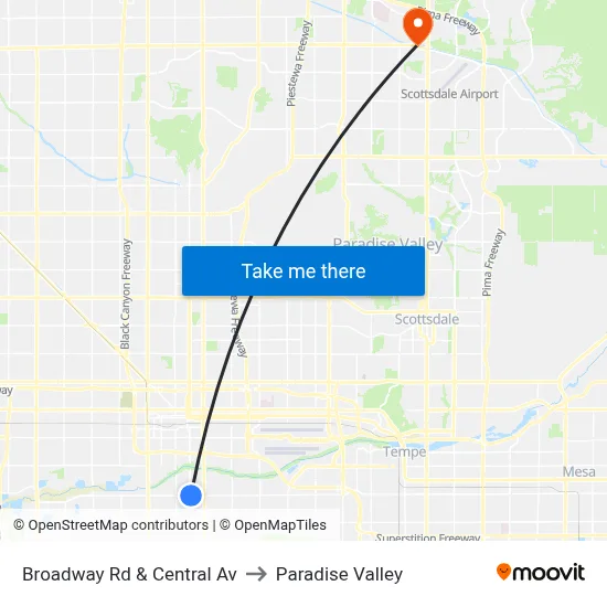 Broadway Rd & Central Av to Paradise Valley map