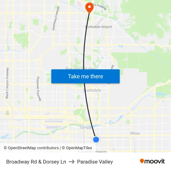 Broadway Rd & Dorsey Ln to Paradise Valley map