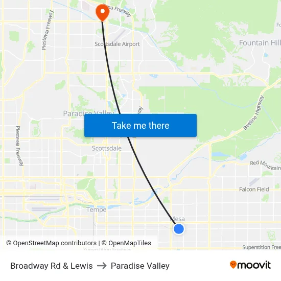 Broadway Rd & Lewis to Paradise Valley map
