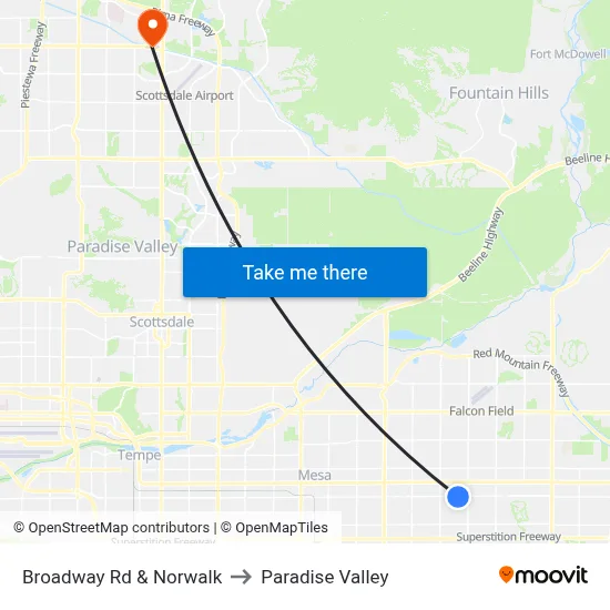 Broadway Rd & Norwalk to Paradise Valley map