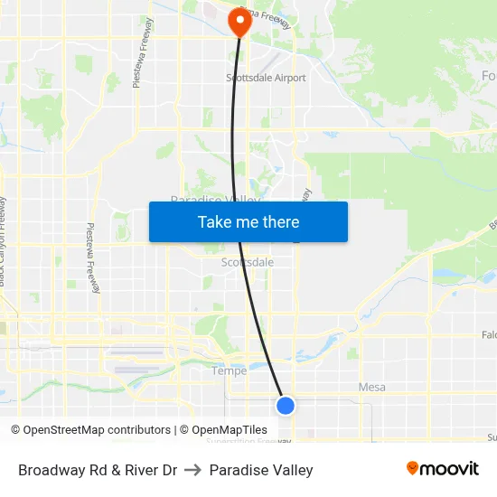 Broadway Rd & River Dr to Paradise Valley map