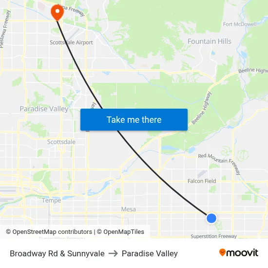 Broadway Rd & Sunnyvale to Paradise Valley map