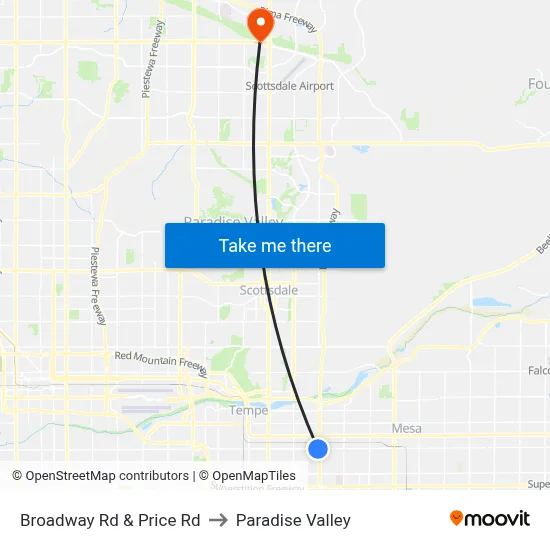 Broadway Rd & Price Rd to Paradise Valley map