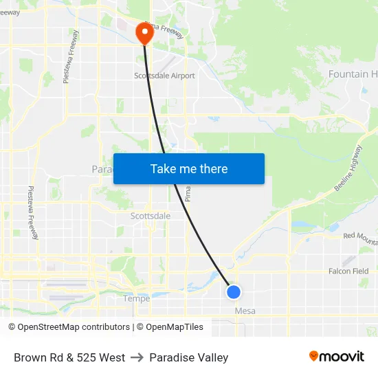 Brown Rd & 525 West to Paradise Valley map
