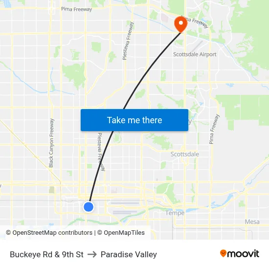 Buckeye Rd & 9th St to Paradise Valley map