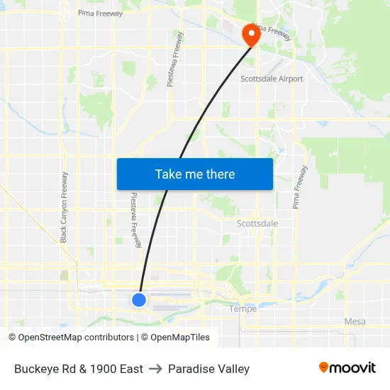 Buckeye Rd & 1900 East to Paradise Valley map