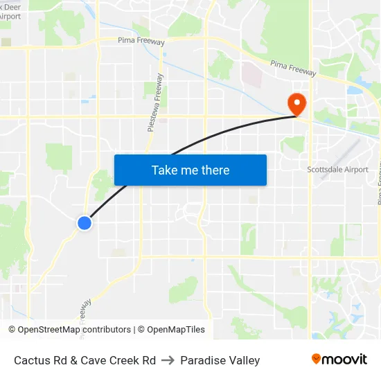 Cactus Rd & Cave Creek Rd to Paradise Valley map