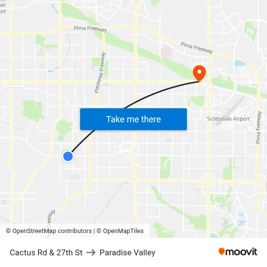 Cactus Rd & 27th St to Paradise Valley map