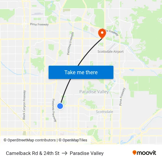 Camelback Rd & 24th St to Paradise Valley map