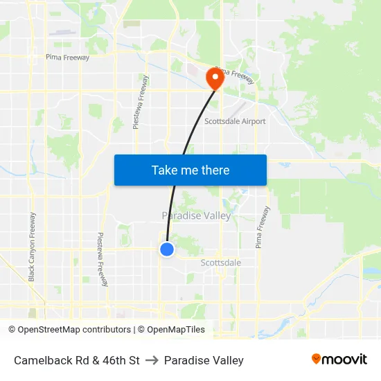 Camelback Rd & 46th St to Paradise Valley map