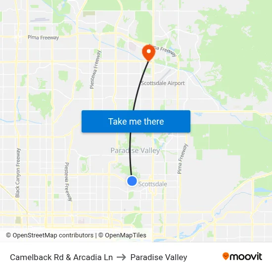 Camelback Rd & Arcadia Ln to Paradise Valley map