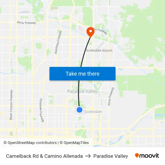 Camelback Rd & Camino Allenada to Paradise Valley map