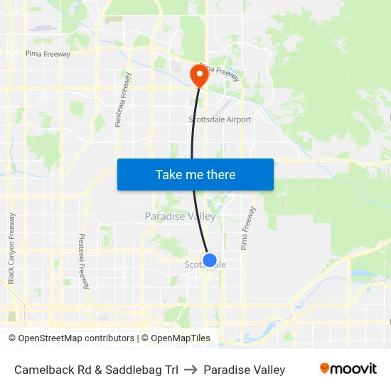Camelback Rd & Saddlebag Trl to Paradise Valley map