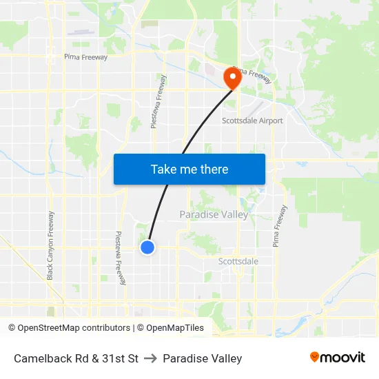 Camelback Rd & 31st St to Paradise Valley map