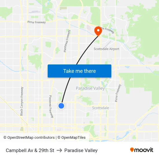 Campbell Av & 29th St to Paradise Valley map