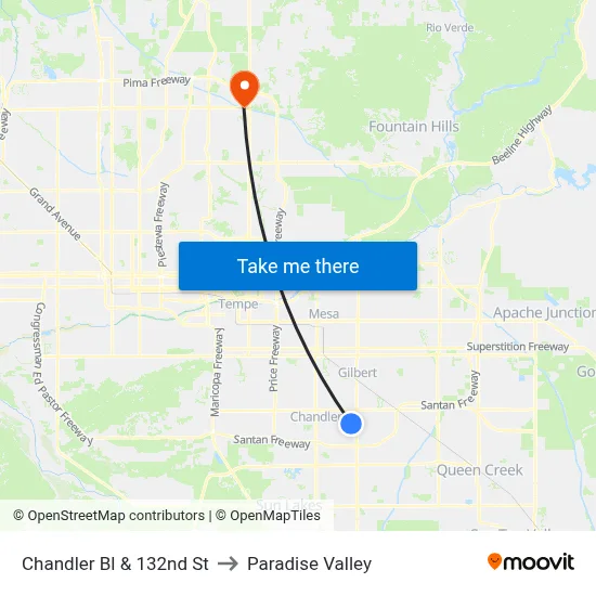 Chandler Bl & 132nd St to Paradise Valley map
