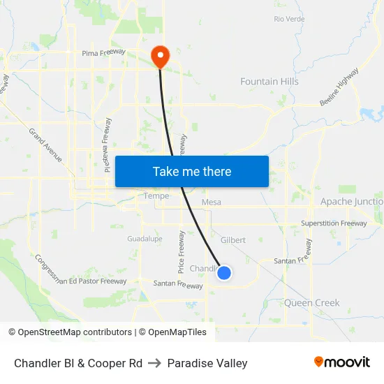 Chandler Bl & Cooper Rd to Paradise Valley map