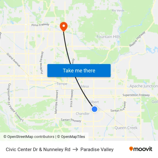 Civic Center Dr & Nunneley Rd to Paradise Valley map