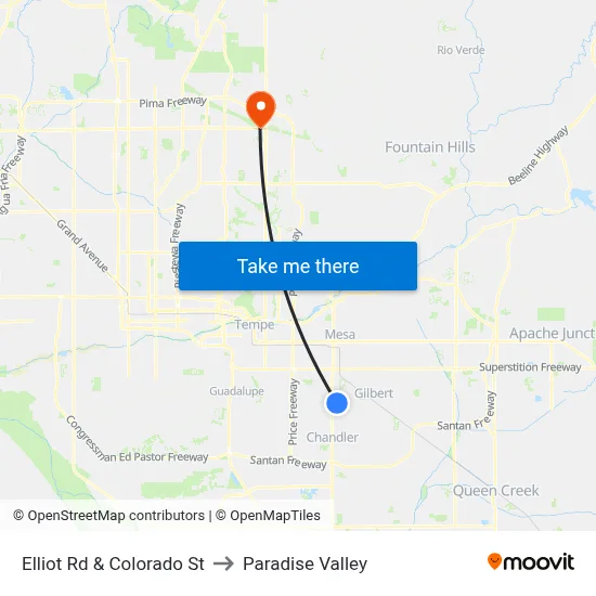 Elliot Rd & Colorado St to Paradise Valley map