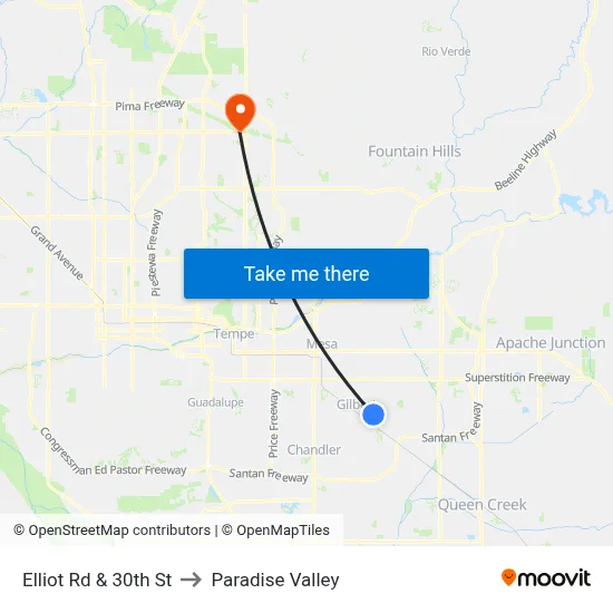Elliot Rd & 30th St to Paradise Valley map
