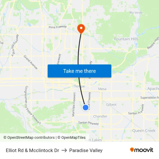 Elliot Rd & Mcclintock Dr to Paradise Valley map
