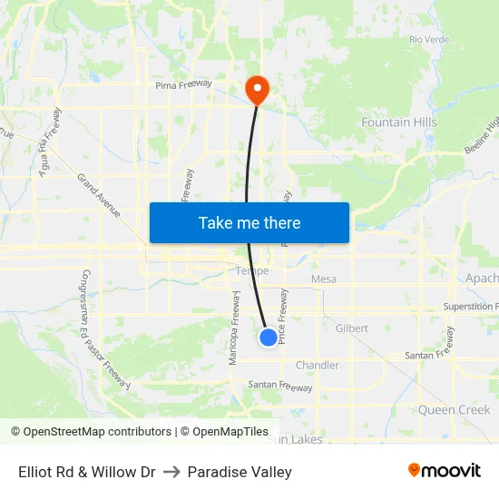 Elliot Rd & Willow Dr to Paradise Valley map