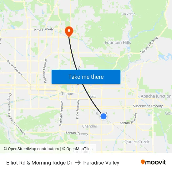 Elliot Rd & Morning Ridge Dr to Paradise Valley map
