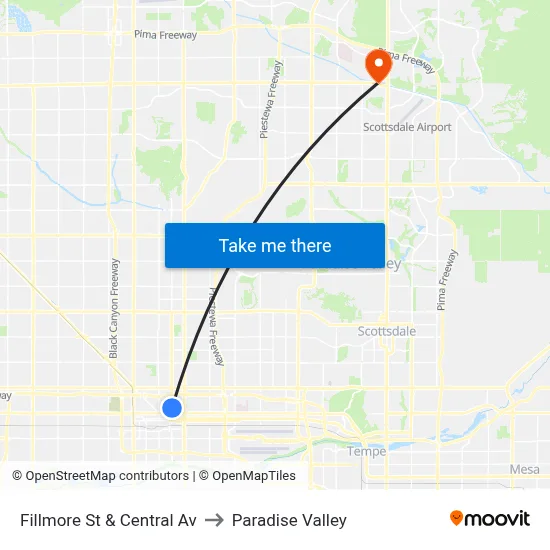 Fillmore St & Central Av to Paradise Valley map