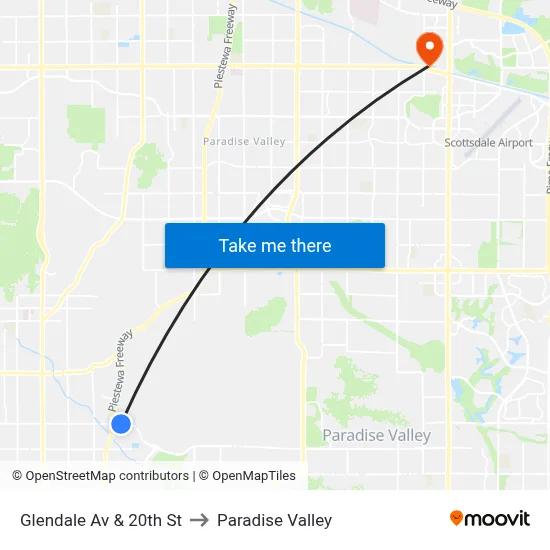 Glendale Av & 20th St to Paradise Valley map