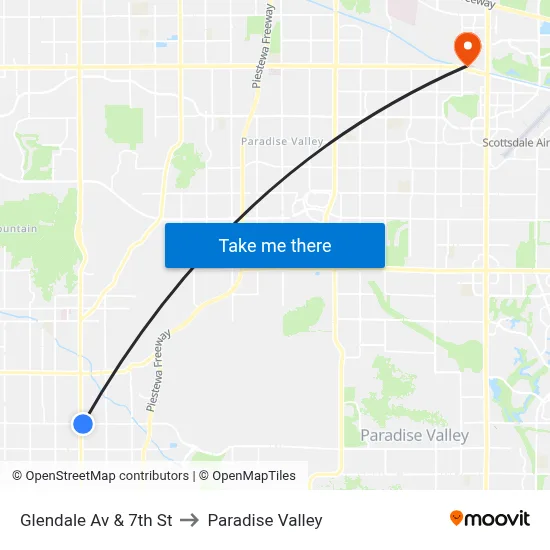 Glendale Av & 7th St to Paradise Valley map