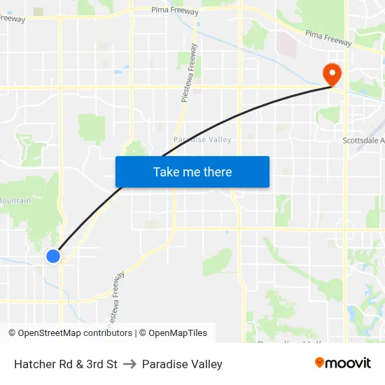 Hatcher Rd & 3rd St to Paradise Valley map