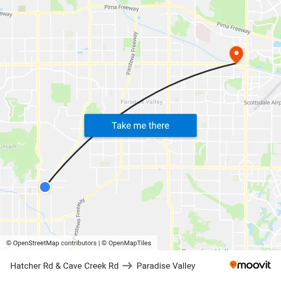 Hatcher Rd & Cave Creek Rd to Paradise Valley map