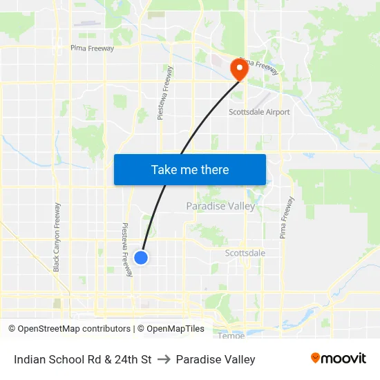 Indian School Rd & 24th St to Paradise Valley map