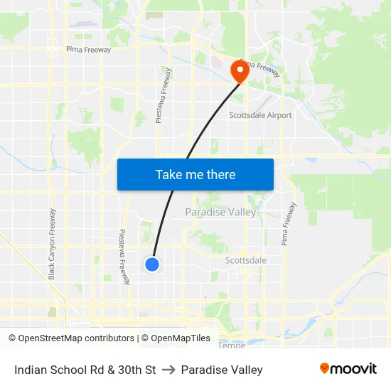 Indian School Rd & 30th St to Paradise Valley map