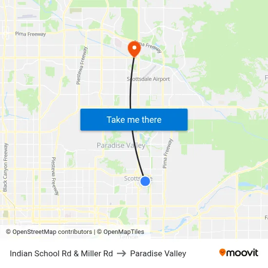 Indian School Rd & Miller Rd to Paradise Valley map