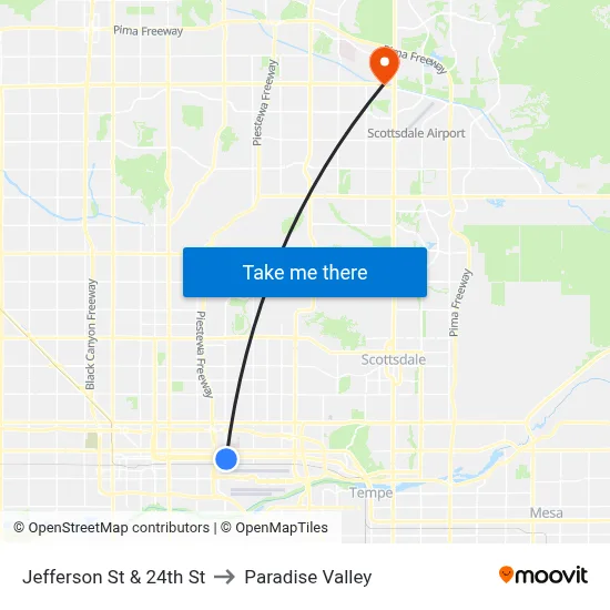 Jefferson St & 24th St to Paradise Valley map