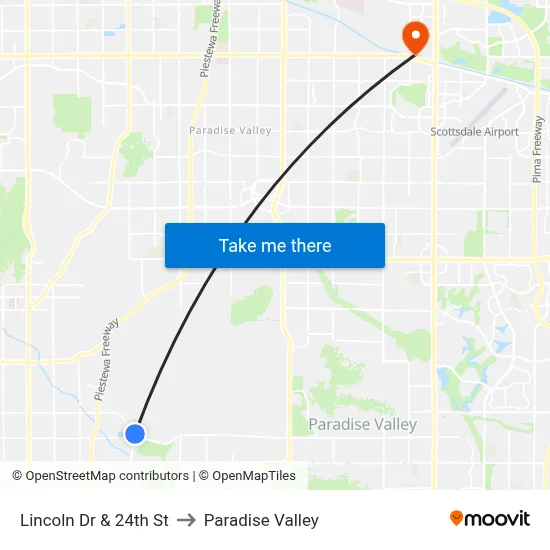 Lincoln Dr & 24th St to Paradise Valley map