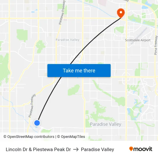 Lincoln Dr & Piestewa Peak Dr to Paradise Valley map