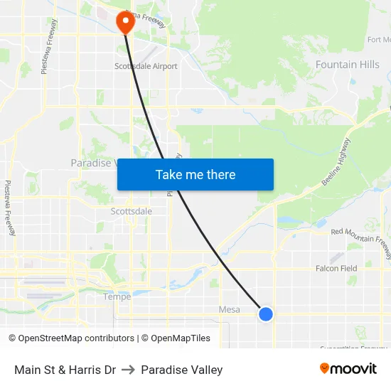 Main St & Harris Dr to Paradise Valley map