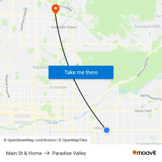 Main St & Horne to Paradise Valley map