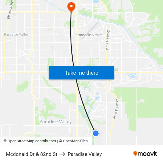 Mcdonald Dr & 82nd St to Paradise Valley map