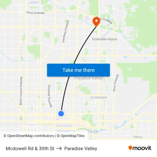 Mcdowell Rd & 30th St to Paradise Valley map