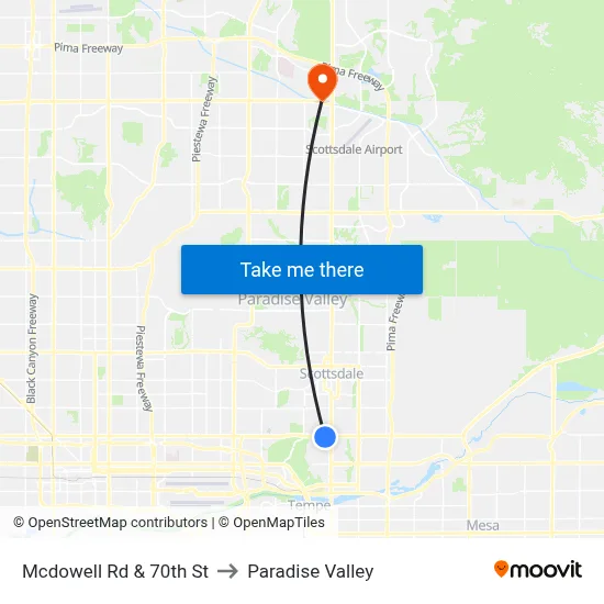Mcdowell Rd & 70th St to Paradise Valley map