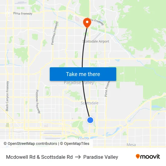 Mcdowell Rd & Scottsdale Rd to Paradise Valley map