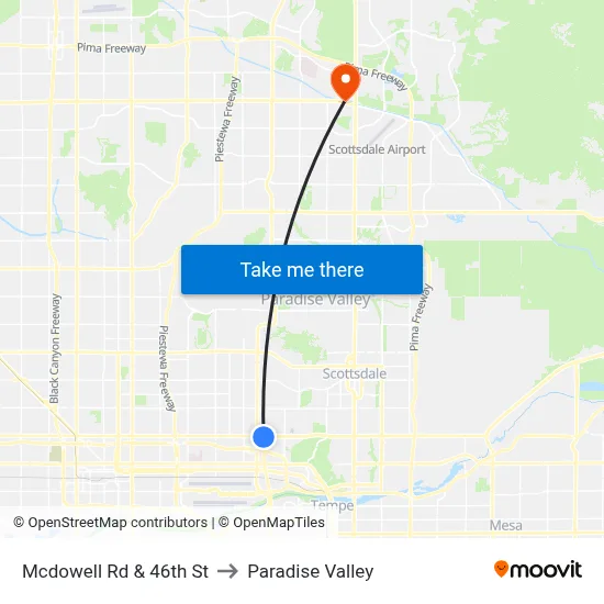 Mcdowell Rd & 46th St to Paradise Valley map