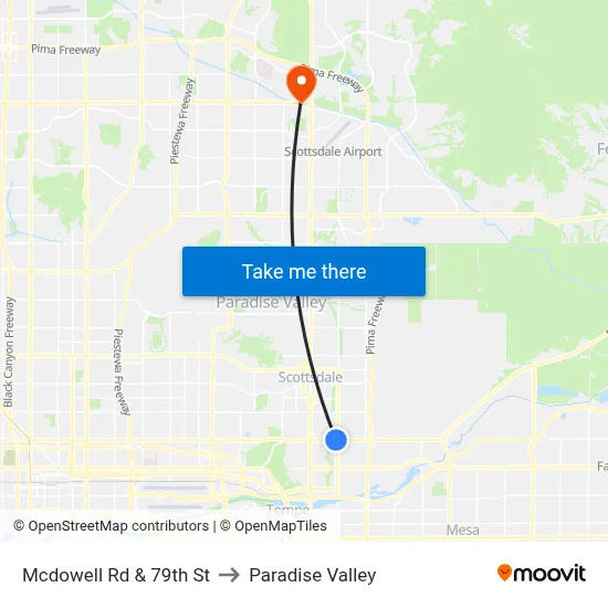 Mcdowell Rd & 79th St to Paradise Valley map