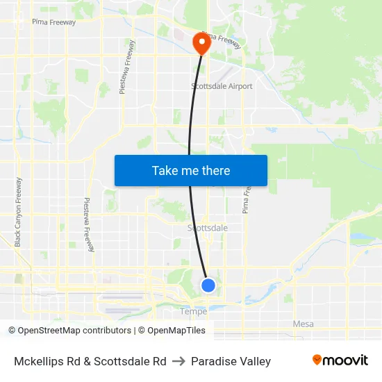 Mckellips Rd & Scottsdale Rd to Paradise Valley map