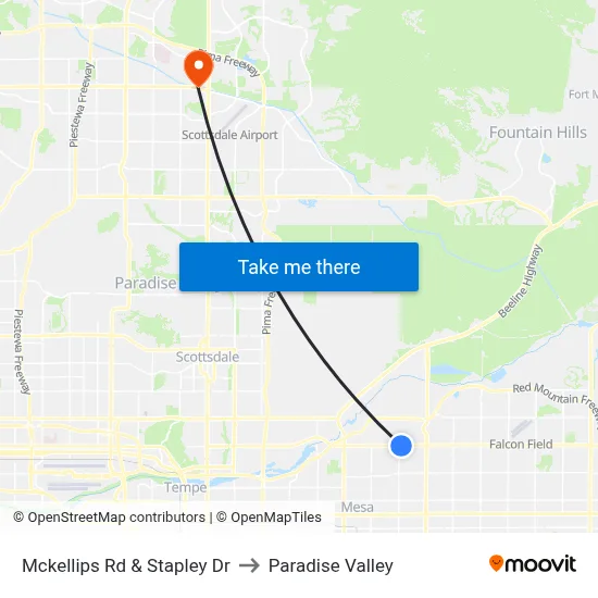 Mckellips Rd & Stapley Dr to Paradise Valley map