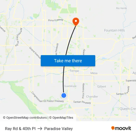 Ray Rd & 40th Pl to Paradise Valley map