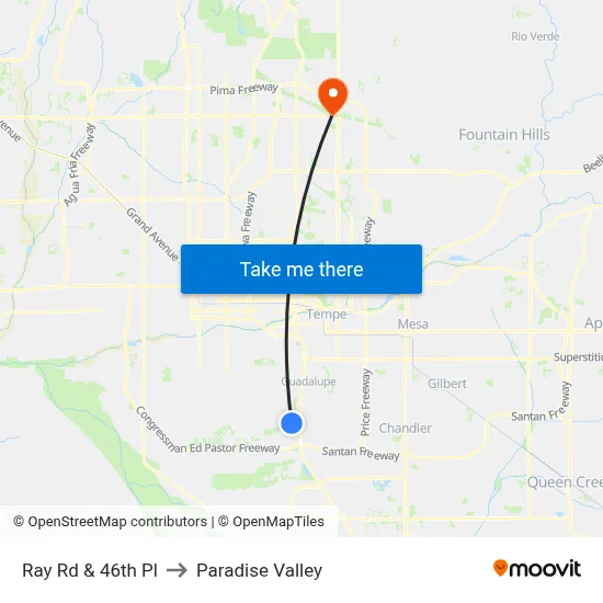 Ray Rd & 46th Pl to Paradise Valley map